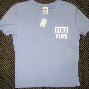 New Victoria Secret PINK Lt. Blue ribbed Top